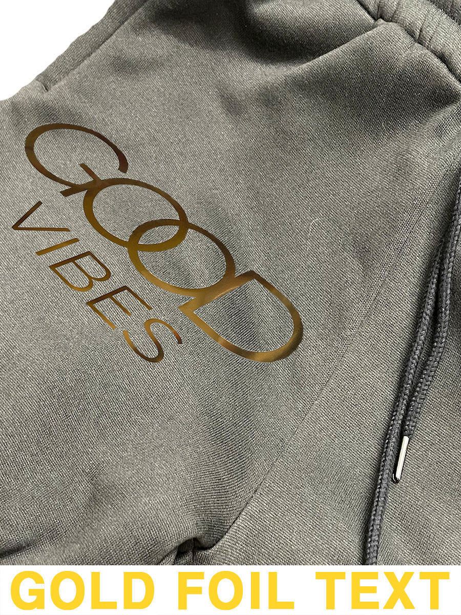 Mens GOOD VIBES Gold Foil Sweat Pants